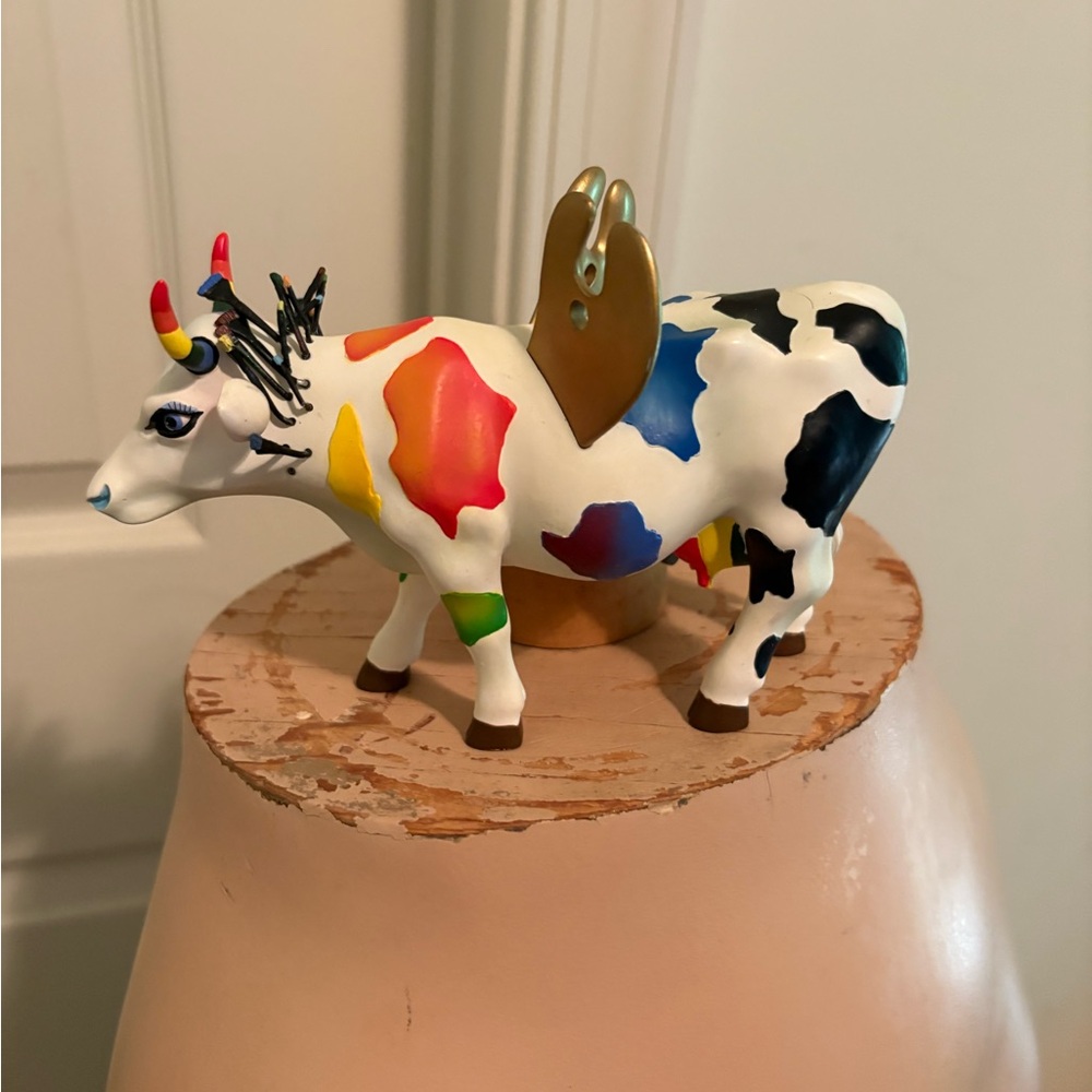 Cow Parade vintage Colorful Cow Figurine Mythic Art Cow Godess with Wings